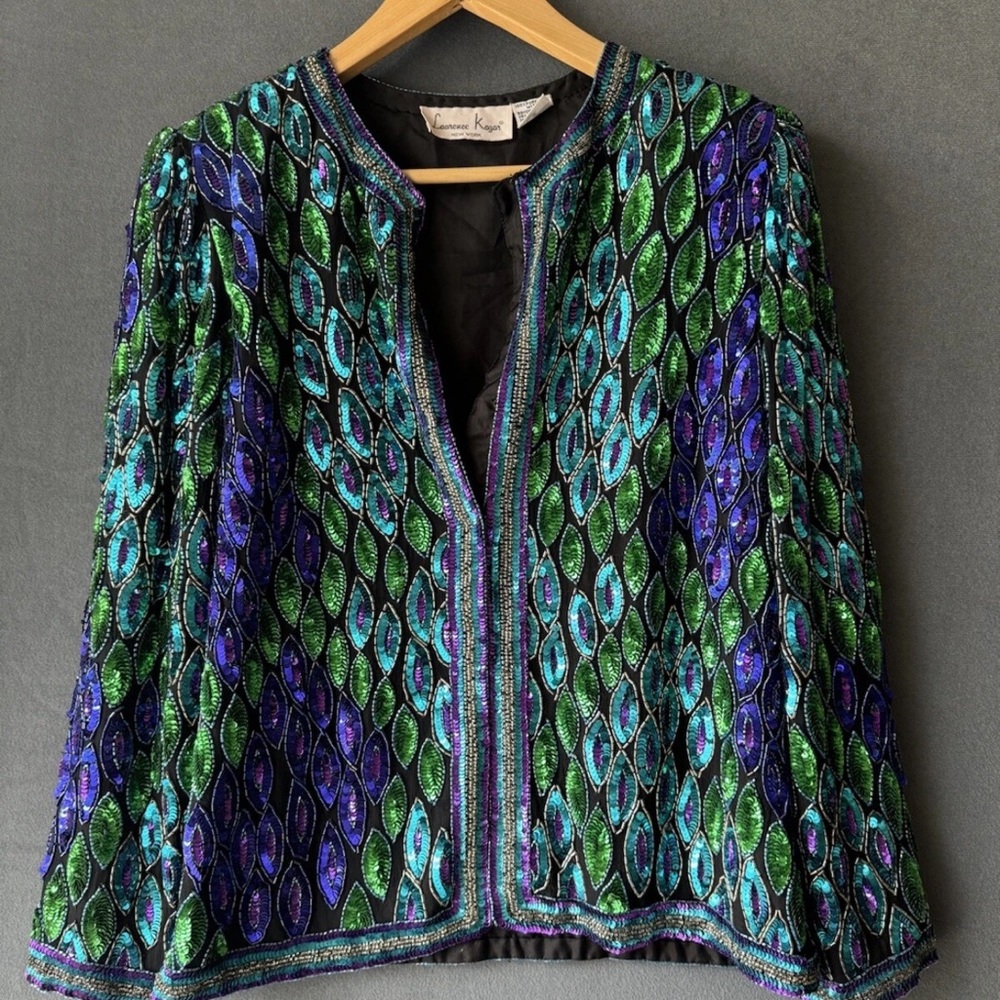 Laurence Kazar Multicolor Sequin Jacket Sz S